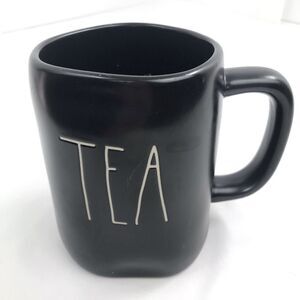 Rae Dunn Black Ceramic Tea Mug with White Script